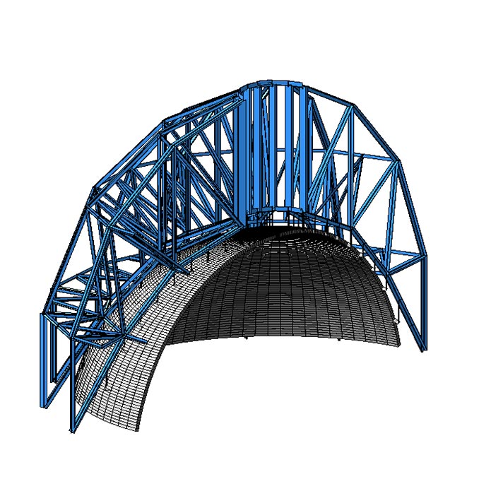 Усиление металлоконструкций центрального купола и устройство свода из торкрет-бетона. Схема устройства центрального купола
